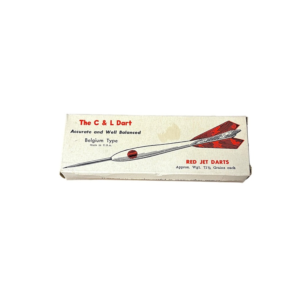 Vintage Red Jet Darts Set of 4 - Belgium Type Wood & Feather Darts